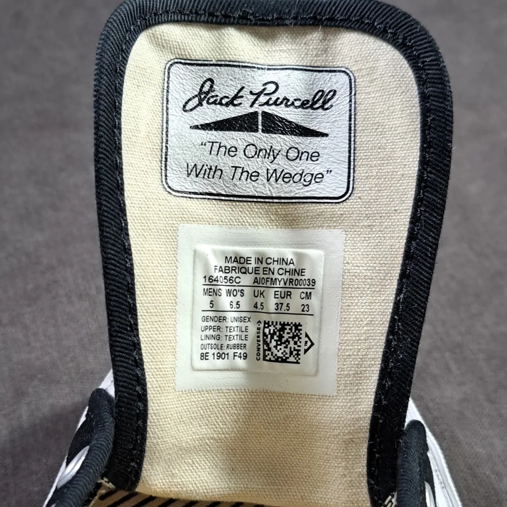 Converse Jack Purcell First In Class Low Top Black Canvas Sneakers VG US 6.5 - Picture 3 of 16